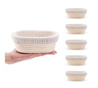 DOYOLLA Lot de 5 mini paniers ovales de 16,5 cm avec doublures pour pâtisserie au levain
