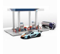 Doyomtoy Couleur Purple Bay Shell co-brandée, kit de Station-Service, Peut être assemblé, scène d'essence, Pompe à Essence, Alliage de Simulation, kit de modèle de Voiture, Jouets pour Enfants