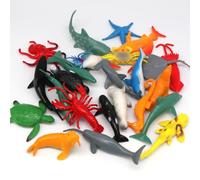Doyomtoy Lot de 24 figurines d'animaux de l'océan - Figurines d'animaux marins - Dauphin, hippocampe, pieuvre, étoile de mer pour enfants - Fournitures de fête