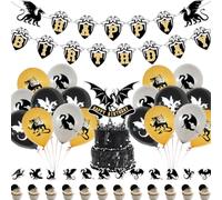 Doyomtoy Lot de 32 décorations d'anniversaire en forme de dragon et ballons gonflables, bannières Happy Birthday pour anniversaire d'enfant, fête prénatale