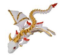 Doyomtoy Modèle de dragon à double corne, ailé, articulé multiples, réplique réaliste de dragon imprimé en 3D, dragon à double corne rouge platine