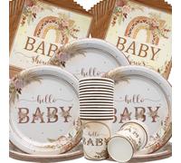 Doyomtoy Vaisselle Bohémienne pour Baby Shower - Set de Tableware en Papier pour 60 Pièces, Inclut Assiettes, Serviettes, Gobelets pour 20 Invités