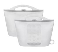 DOYOQI Lot de 2 Sacs stérilisateurs à Vapeur réutilisables en Silicone pour Micro-Ondes - 1,5 l - pour la Maison et Les Voyages - Sac de Conservation des biberons et Accessoires - Gris