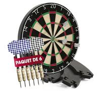#DoYourDart Cible de fléchettes | Kit complet avec 6 fléchettes en acier, surround et suspension murale | Cible en sisal avec surround de fléchettes | Cible de fléchettes - Fibres