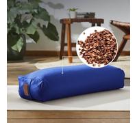 DoYourSports Coussin Carré de Yoga et Méditation »Paravati« - Yoga Bolster Zafu avec Remplissage de Coques de Sarrasin Organique - 67 x 13 cm - Siege Méditation Confortable - Bleu Marine