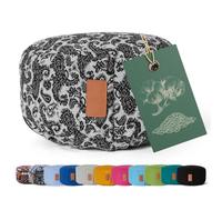 #DoYourYoga Coussin de Yoga ronde - Idéal pour Yoga, pilâtes et méditations prolongées - Housse retirable & Lavable - Dimension : H 15 cm, D env. 30 cm - noire et blanche