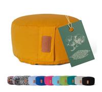 #DoYourYoga Coussin de Yoga »Vishnu« - Idéal pour Yoga, pilâtes et méditations prolongées - Housse retirable & Lavable - Dimension : H 15 cm, D env. 30 cm - Jaune Curry - Coques d'épeautre