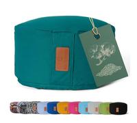 #DoYourYoga Coussin de Yoga »Vishnu« - Idéal pour Yoga, pilâtes et méditations prolongées - Housse retirable & Lavable - Dimension : H 15 cm, D env. 30 cm - Vert foncé - Coques d'épeautre