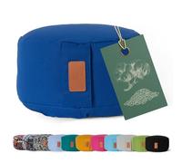 #DoYourYoga Coussin de Yoga »Vishnu« - Idéal pour Yoga, pilâtes et méditations prolongées - Housse retirable & Lavable - Dimension : H 15 cm, D env. 30 cm - Bleu Marine - Coques d'épeautre