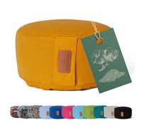 #DoYourYoga Coussin de Yoga »Vishnu« - Idéal pour Yoga, pilâtes et méditations prolongées - Housse retirable & Lavable - Dimension : H 15 cm, D env. 30 cm - Jaune Curry - Cosses de Sarrasin