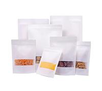 Doypack Lot de 50 sachets en papier pour aliments - noix, bonbons, grains de café, céréales, aliments pour animaux domestiques - 160 x 260 mm blanc