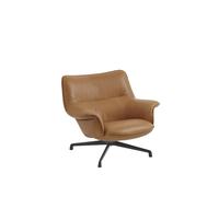 Muuto Fauteuil bas Doze base pivotante Refine leather cognac-black