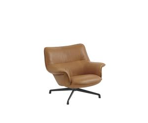 Doze Fauteuil Dossier Bas Cuir Affiné Cognac/Noir Anthracite