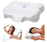 Dozion Oreiller Ergonomique Cervical pour Dormir - Oreiller Orthopédique en Mémoire de Forme, Soutien de la Nuque Latéral et Dorsal, Housse Déhoussable et Lavable, 58×40×10/13 cm (Snow)