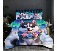 Dozrmey Couette 220x240 cm | Husky Coloré, pour Lit Extra Long, Poids 2.2kg, Matière Haute Qualité, Durable et Résistante, Ensemble Complet avec 2 Taies Included, Poids Total 2.2kg J376-