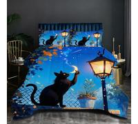 Dozrmey Couette 3D 140x200 cm | Chat Animé, Imprimé 3D et Remplissage en Coton 200GSM, Ensemble 3 Pièces avec 2 Taies 65x65 cm, Douceur et Élégance pour Votre Décor Q263