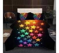 Dozrmey Couette Lit Carre 200x200 | Pentagramme Coloré, Imprimé 3D Recto-Verso, Remplissage Coton 200GSM, Poids Ideal, Confort Supérieur et Expérience de Sommeil Exceptionnelle sur Grand Lit B261