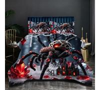 Dozrmey Couette Prestige 240x260 cm | AraignéE Rouge, Format Maxi Confort, Microfibre et Remplissage Coton, Poids Généreux et Enveloppant, Ensemble 3 Pièces pour Lit King Size Q95