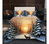Dozrmey Couette Prestige 240x260 cm | Cerf Animal, Format Maxi Confort, Microfibre et Remplissage Coton, Poids Généreux et Enveloppant, Ensemble 3 Pièces pour Lit King Size B317
