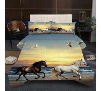 Dozrmey Couette Prestige 240x260 cm | Cheval Animal, Format Maxi Confort, Microfibre et Remplissage Coton, Poids Généreux et Enveloppant, Ensemble 3 Pièces pour Lit King Size B385