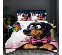 Dozrmey Couette Prestige 240x260 cm | Chien Papillon, Format Maxi Confort, Microfibre et Remplissage Coton, Poids Généreux et Enveloppant, Ensemble 3 Pièces pour Lit King Size Q117