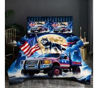 Dozrmey Couette Prestige 240x260 cm | Loup Voiture, Format Maxi Confort, Microfibre et Remplissage Coton, Poids Généreux et Enveloppant, Ensemble 3 Pièces pour Lit King Size Q35