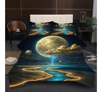 Dozrmey Couette Prestige 240x260 cm | Rivière Bleue, Format Maxi Confort, Microfibre et Remplissage Coton, Poids Généreux et Enveloppant, Ensemble 3 Pièces pour Lit King Size B235