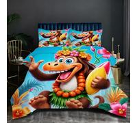 Dozrmey Couette Prestige 240x260 cm | Singe Coloré, Format Maxi Confort, Microfibre et Remplissage Coton, Poids Généreux et Enveloppant, Ensemble 3 Pièces pour Lit King Size Q111