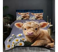 Dozrmey Couette Prestige 240x260 cm | Vache Brune, Format Maxi Confort, Microfibre et Remplissage Coton, Poids Généreux et Enveloppant, Ensemble 3 Pièces pour Lit King Size Q345