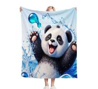 Dozrmey Couverture Plaid Polaire 150 x 200 Enfant Panda Bleu, Moelleuse Flanelle Plaid de Lit 2 Personne en Microfibre, Chaude Jeté de Canapé Couverture pour Adultes Enfants L19-