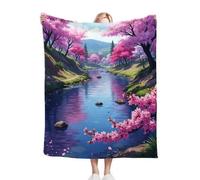 Dozrmey Couverture Plaid Polaire Arbre Rose, Doudou Double Face - Dimension 130x150 cm en Flanelle Duveteuse, Idéale pour Canapé Lit Enfant et Sieste, pour Une Décoration Cosy C348