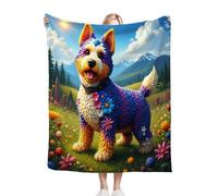 Dozrmey Couverture Plaid Polaire Chien Animal, Doudou Double Face - Dimension 130x150 cm en Flanelle Duveteuse, Idéale pour Canapé Lit Enfant et Sieste, pour Une Décoration Cosy C398
