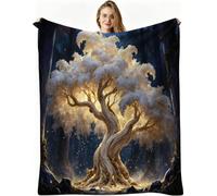 Dozrmey Couverture Plaid Polaire Enfant 130x150 Arbre Jaune, 3D Impression Douce Flanelle Couverture Lit 1 Personnes en Microfibre, Plaid Jeté de Canapé pour Adultes Enfants, AW488