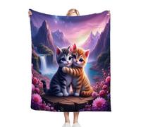 Dozrmey Couverture Plaid Polaire Enfant 130x150 Chat Animal, 3D Impression Douce Flanelle Couverture Lit 1 Personnes en Microfibre, Plaid Jeté de Canapé pour Enfants Animaux C8