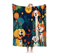 Dozrmey Couverture Plaid Polaire Enfant 130x150 Chien en Cartoon, 3D Impression Douce Flanelle Couverture Lit 1 Personnes en Microfibre, Plaid Jeté de Canapé pour Enfants Animaux D362