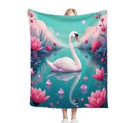 Dozrmey Couverture Plaid Polaire Enfant 130x150 Cygne Animal, 3D Impression Douce Flanelle Couverture Lit 1 Personnes en Microfibre, Plaid Jeté de Canapé pour Enfants Animaux C14