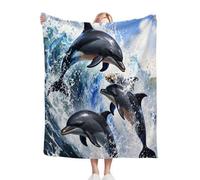 Dozrmey Couverture Plaid Polaire Enfant 130x150 Dauphin Gris, 3D Impression Douce Flanelle Couverture Lit 1 Personnes en Microfibre, Plaid Jeté de Canapé pour Enfants Animaux L149-