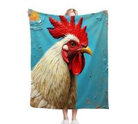 Dozrmey Couverture Plaid Polaire Enfant 130x150 Peinture à l'huile de Coq, 3D Impression Douce Flanelle Couverture Lit 1 Personnes en Microfibre, Plaid Jeté de Canapé pour Enfants Animaux