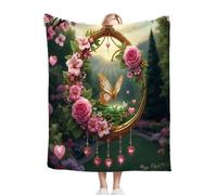 Dozrmey Couverture Plaid Polaire Fleur Rose, Doudou Double Face - Dimension 130x150 cm en Flanelle Duveteuse, Idéale pour Canapé Lit Enfant et Sieste, pour Une Décoration Cosy C246