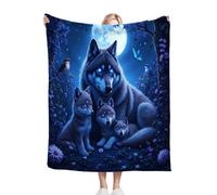 Dozrmey Couverture Plaid Polaire Loup Animal, Doudou Double Face - Dimension 130x150 cm en Flanelle Duveteuse, Idéale pour Canapé Lit Enfant et Sieste, pour Une Décoration Cosy C316