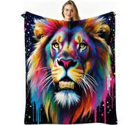 Dozrmey Couverture Polaire 130x150 cm, Lions Colorés, AQ2912