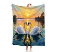 Dozrmey Couverture Polaire 180x220 Adulte Cygne, Chaude Plaid Canapé Chambre Salon Couverture, Moelleuse Flanelle Couverture Polaire pour Cadeau Femme, 180 x 220 cm D110