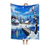 Dozrmey Couverture Polaire 180x220 Adulte Paysage de Neige, Chaude Plaid Canapé Chambre Salon Couverture, Moelleuse Flanelle Couverture Polaire pour Cadeau Femme, 180 x 220 cm D121