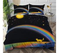 Dozrmey Housse de Couette 140x200 Pont Arc en Ciel Coloré, Douce Parure de Lit en Microfibre + 2 Taies d'oreiller 65x65, Ensemble de Literie avec Fermeture Éclair pour Enfants Garçons Filles,AQ2834