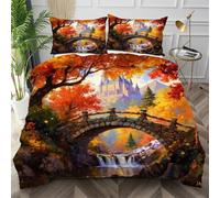 Dozrmey Housse de Couette 140x200 Pont Jaune, Douce Parure de Lit en Microfibre + 2 Taies d'oreiller 65x65 cm, Ensemble de Literie avec Fermeture Éclair pour Enfants Garçons Filles,AW5150