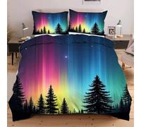 Dozrmey Housse de Couette 220x240 Adulte Aurores BoréAles Colorées, Parure de Lit 3D Microfibre et taie d'oreiller avec Fermeture Éclai, Ensemble de Literie avec 1 Parure Couette + 2 Taies d'oreiller