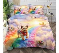 Dozrmey Housse de Couette 220x240 Pont Arc en Ciel Coloré, 3 Pièces Parure de Lit en Microfibre pour Chambre à Dortoir, Ensemble de Literie avec Fermeture Éclair et 2 Taies d'oreiller,AQ1427