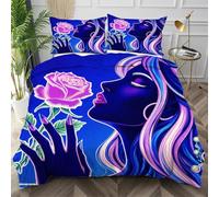 Dozrmey Housse de Couette 220x240 Rose Bleue, 3 Pièces Parure de Lit en Microfibre pour Chambre à Dortoir, Qualité Ensemble de Literie avec Fermeture Éclair et 2 Taies d'oreiller,AW2957