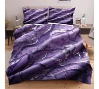 Dozrmey Housse de Couette 240 x 260 cm Rayures Violettes, Douce Parure de lit 2 Personnes en Microfibre, Linge de Lit 2 Personnes Adulte avec 2 Taies d'oreiller 65x65 cm