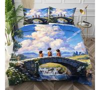 Dozrmey Housse de Couette 240x260 Pont de Pierre Gris, Parure de Lit avec Fermeture Éclair Attaches pour Adolescent Adulte, Respirante Ensemble de Literie en Microfibre avec 2 Taies d'oreiller Q1950